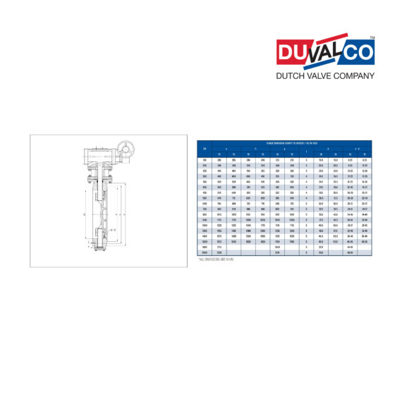 Duvalco Double Flanged Eccentric Type (ESJ) Butterfly Valve