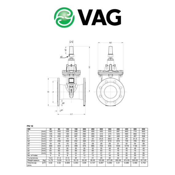 VAG Ductile Iron EKO®plus Resilient Seated Gate Valve