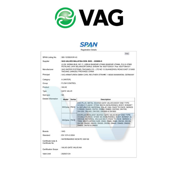 VAG Ductile Iron EKO®plus Resilient Seated Gate Valve