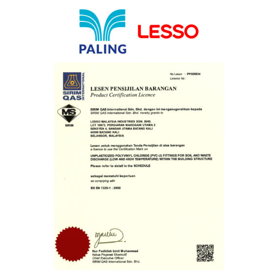 Lesso Paling UPVC SWV Cert